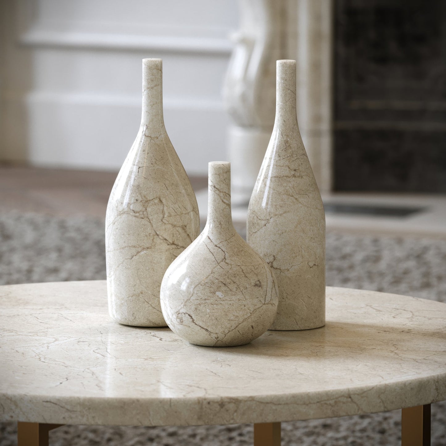 Vino Crema Marfil Marble Wine Bottle