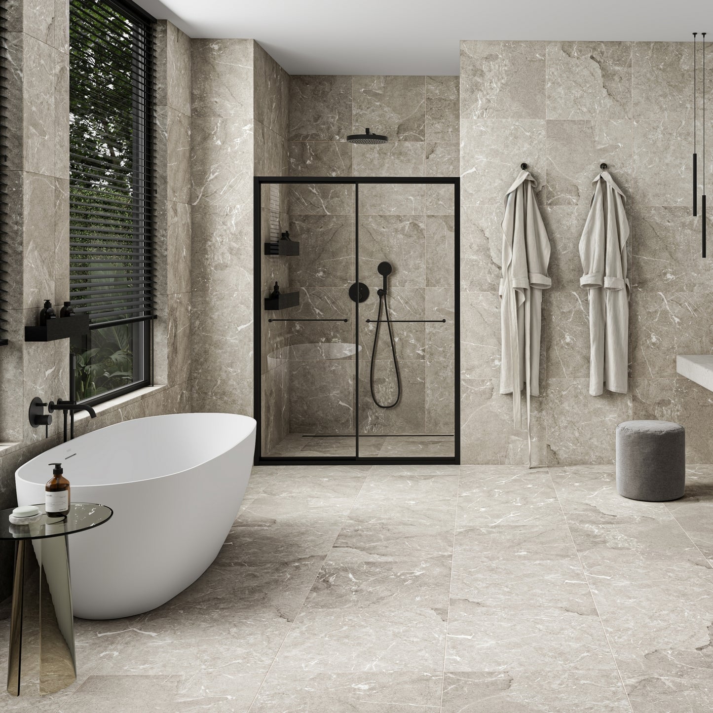 Vittorio Argento Limestone Porcelain Wall or Floor Tile 600 x 600mm