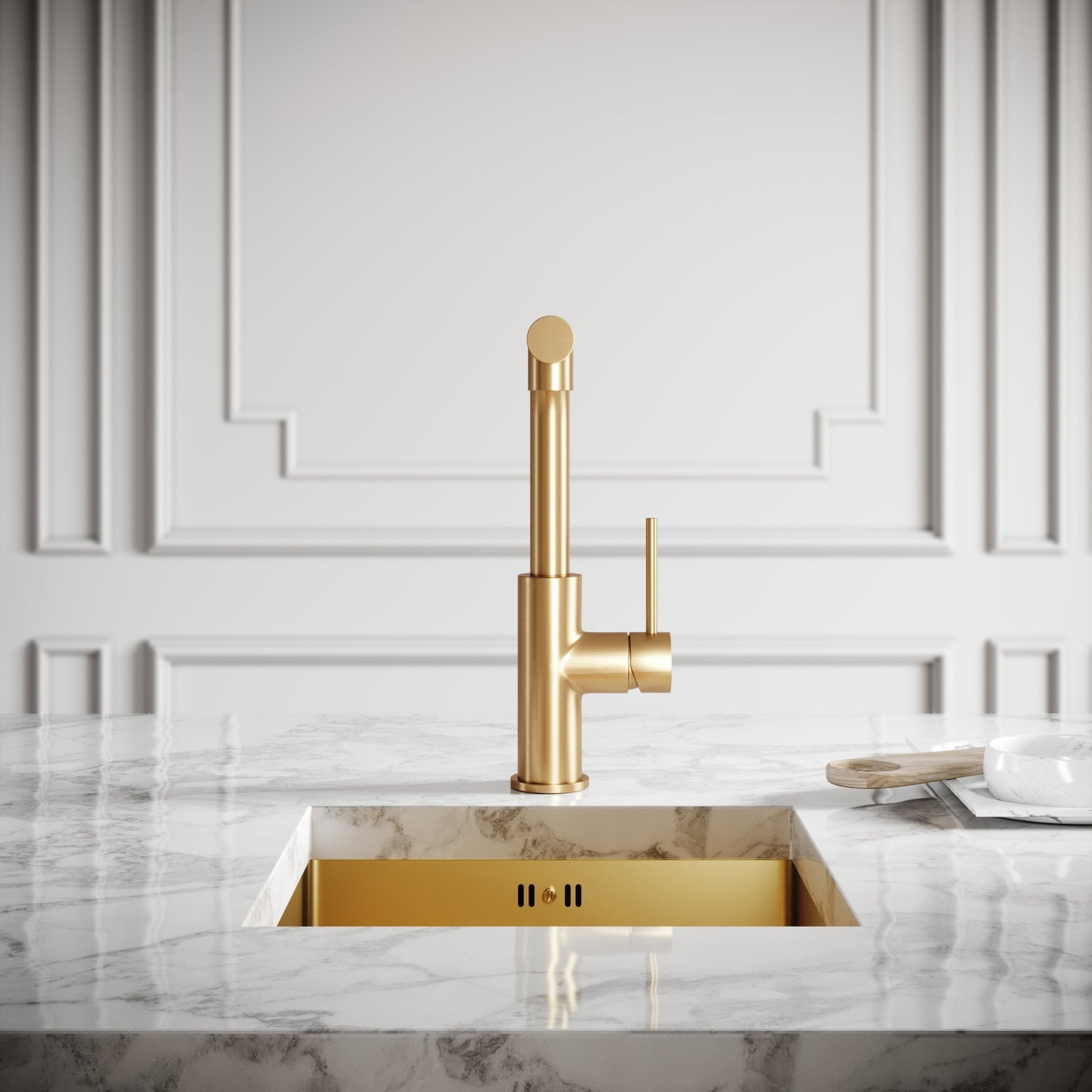 Vogue Brushed Gold Pull Out Spray Swivel Kitchen Tap