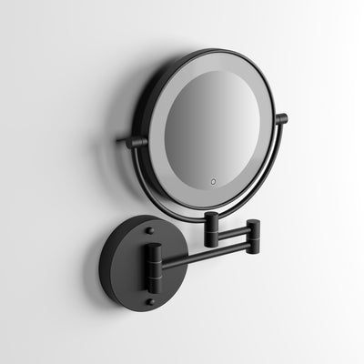 Vogue Matte Black Backlit Wall Mount Cosmetic Mirror Brushed
