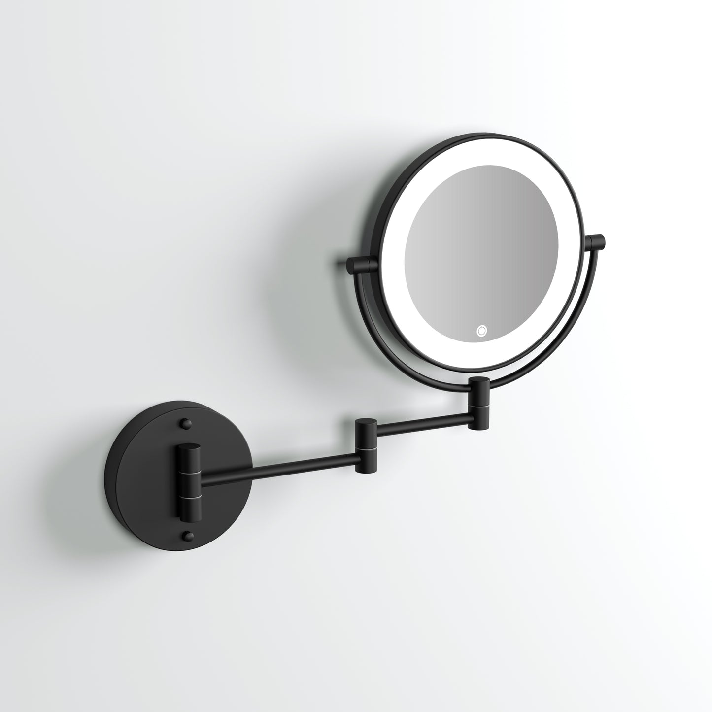 Vogue Matte Black Backlit Wall Mount Cosmetic Mirror Brushed