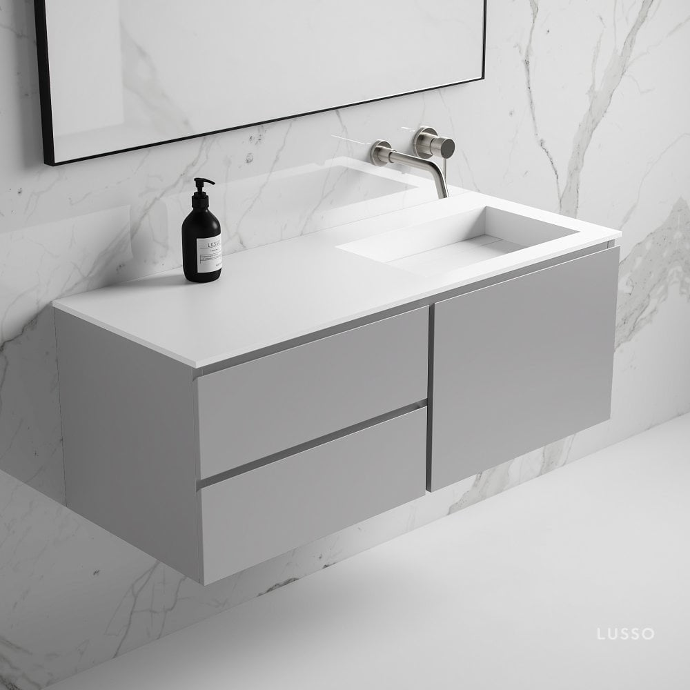 Vola Concrete Grey Vanity Unit with Stone Basin 1200mm