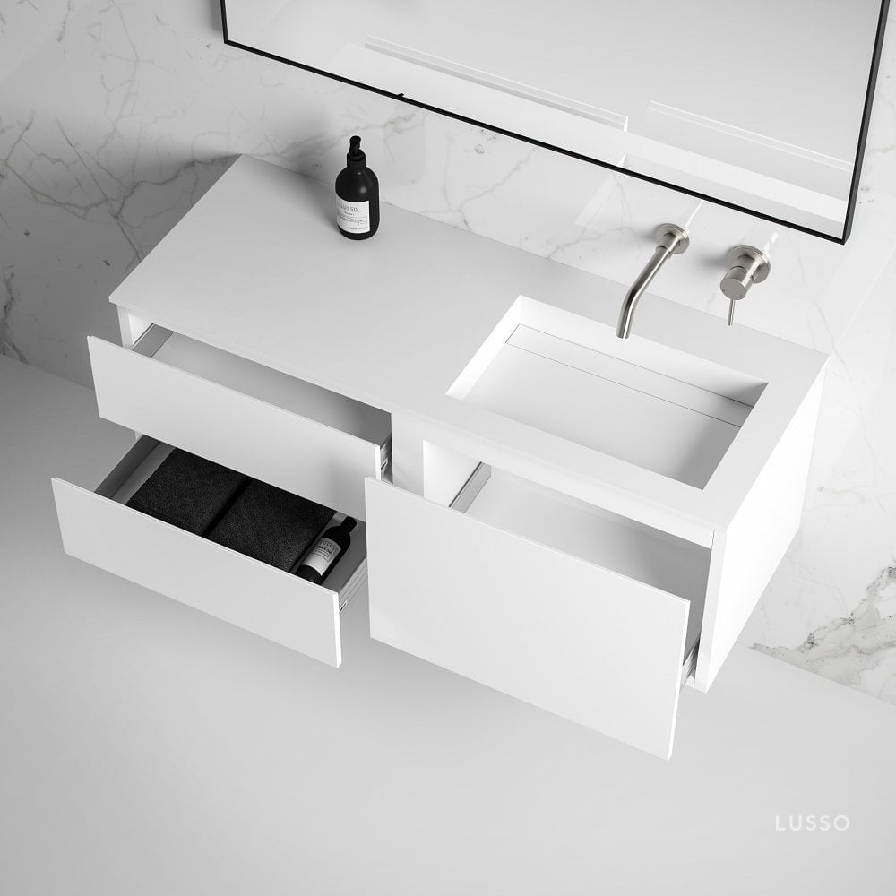 Vola Matte White Vanity Unit with Stone Basin 1200mm