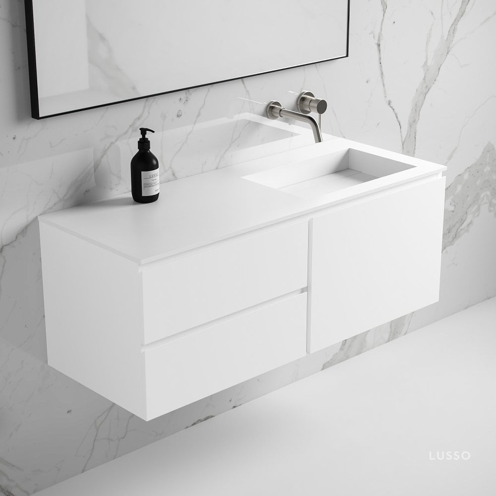 Vola Matte White Vanity Unit with Stone Basin 1200mm
