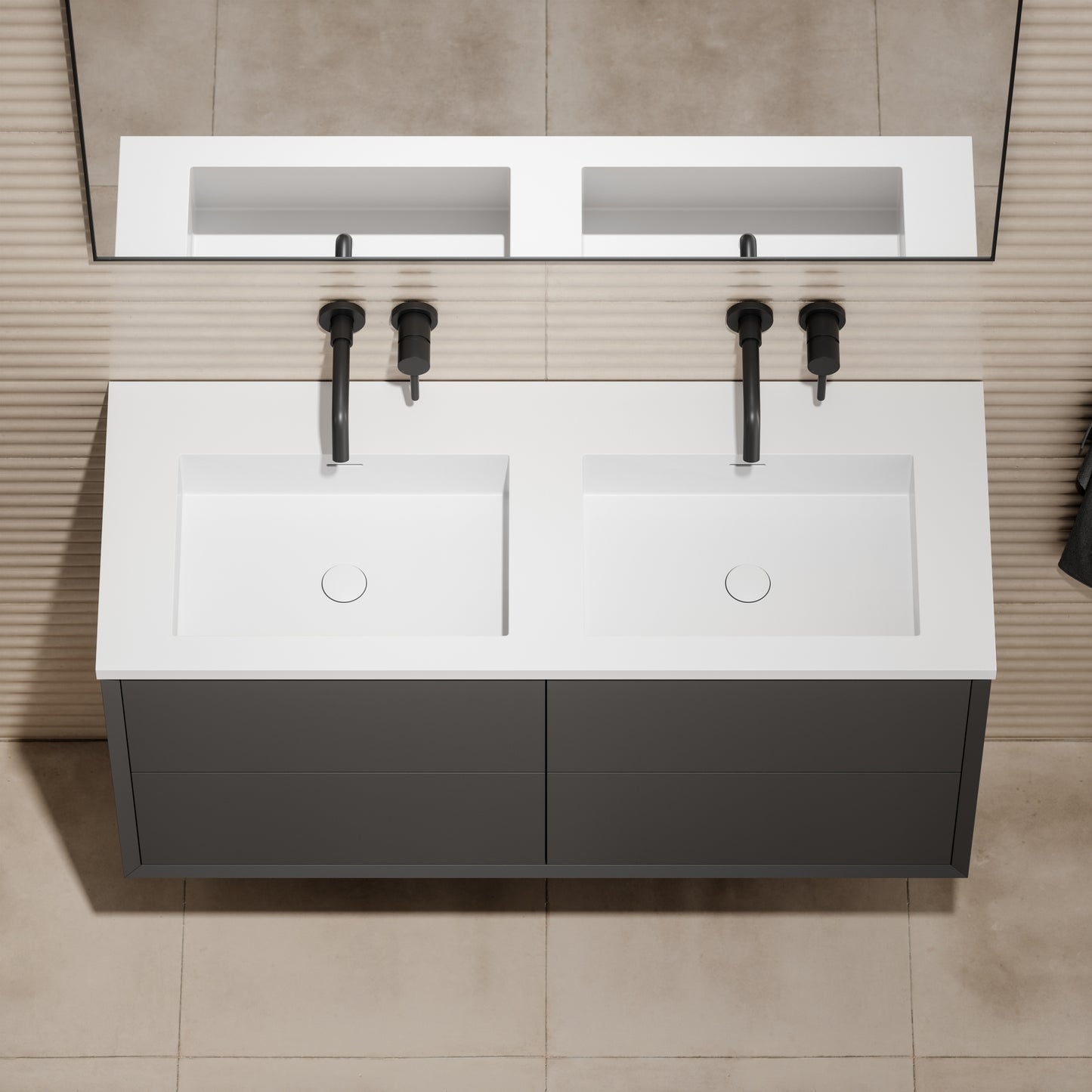 Volini Double Bathroom Vanity Unit Matte Anthracite 1200mm