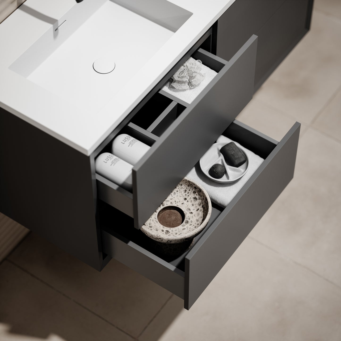 Volini Double Bathroom Vanity Unit Matte Anthracite 1200mm