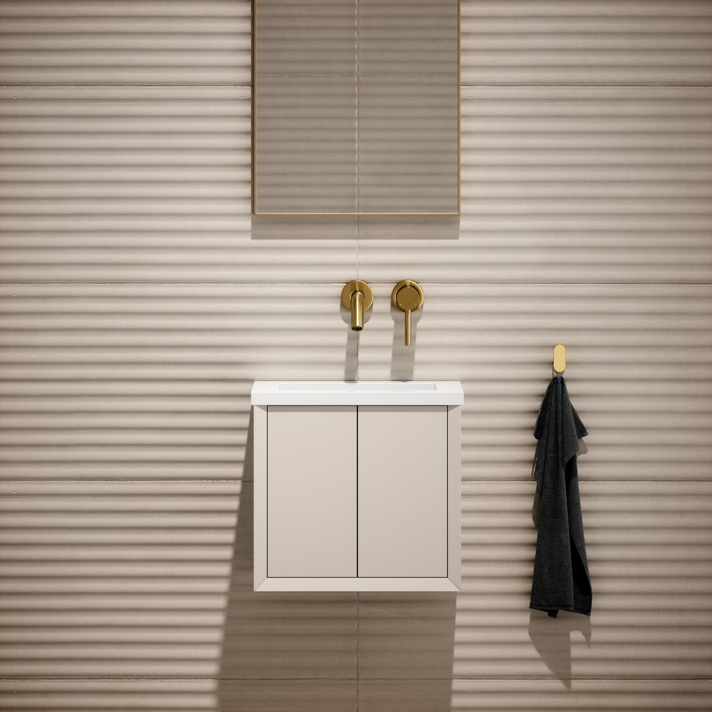 Volini Matte Cappuccino Mini Cloakroom Vanity Unit with Stone Basin 400mm