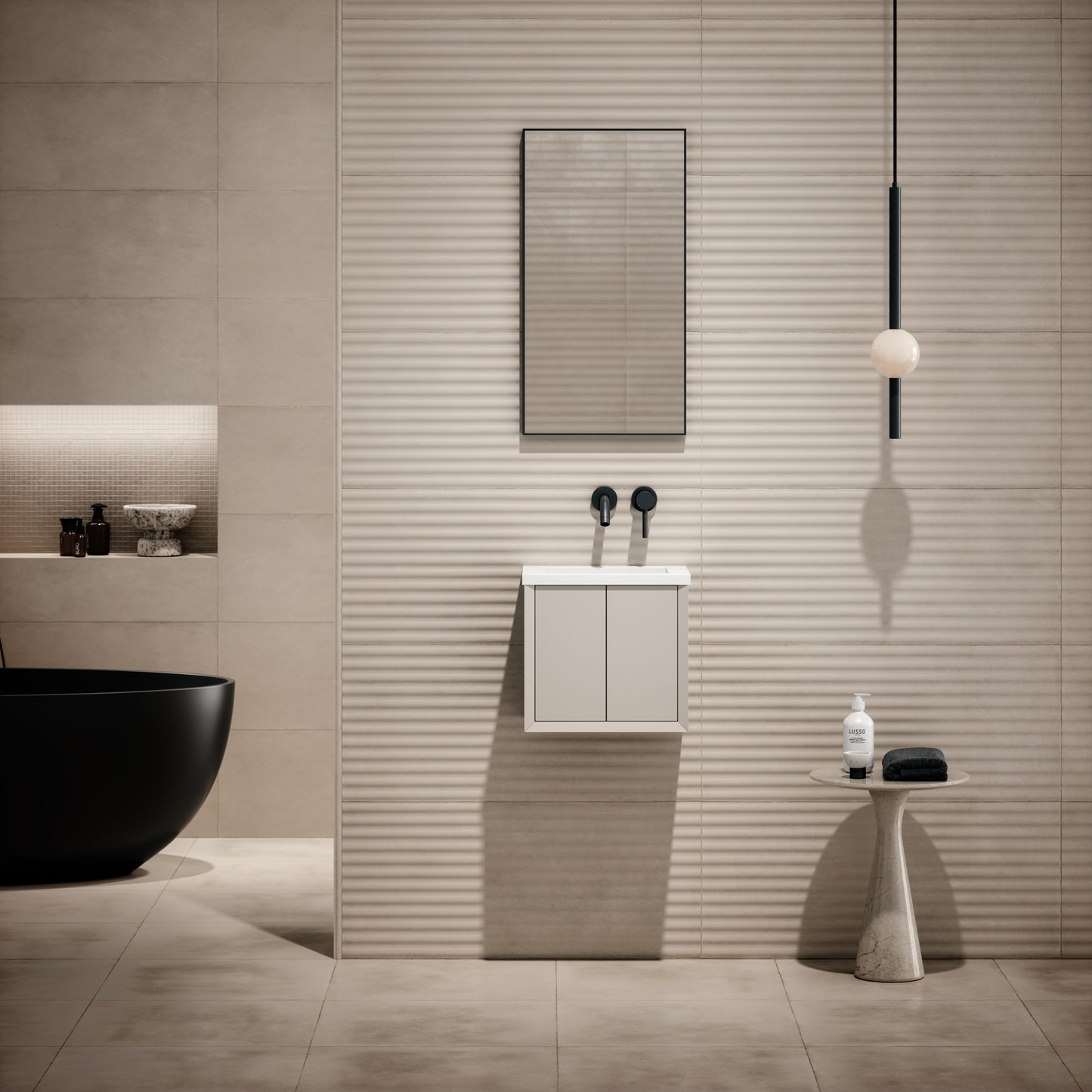Volini Matte Cappuccino Mini Cloakroom Vanity Unit with Stone Basin 400mm