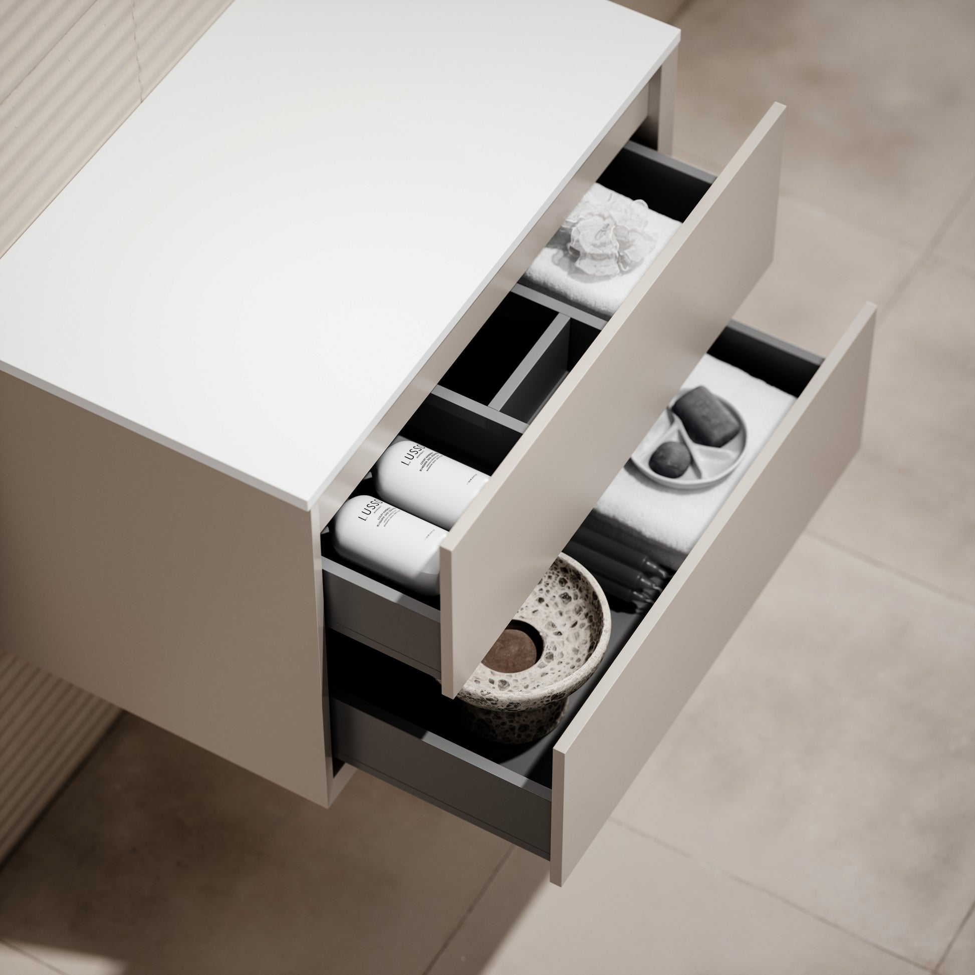 Volini Matte Cappuccino Vanity Unit with Stone Countertop 800mm