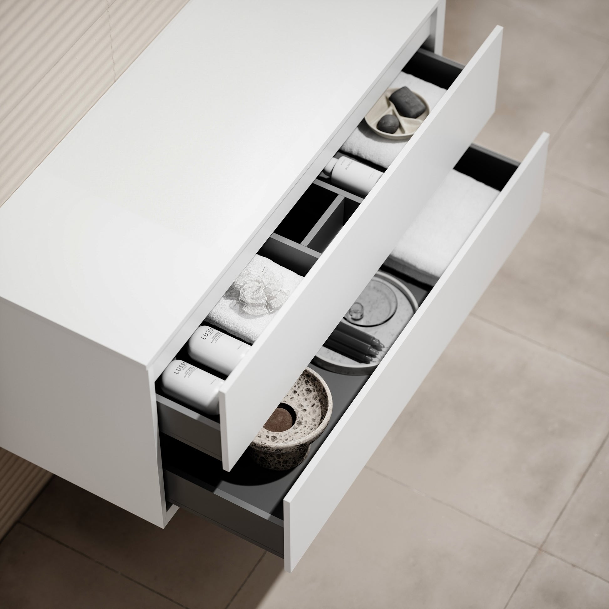 Volini Matte White Vanity Unit with Stone Countertop 1200mm