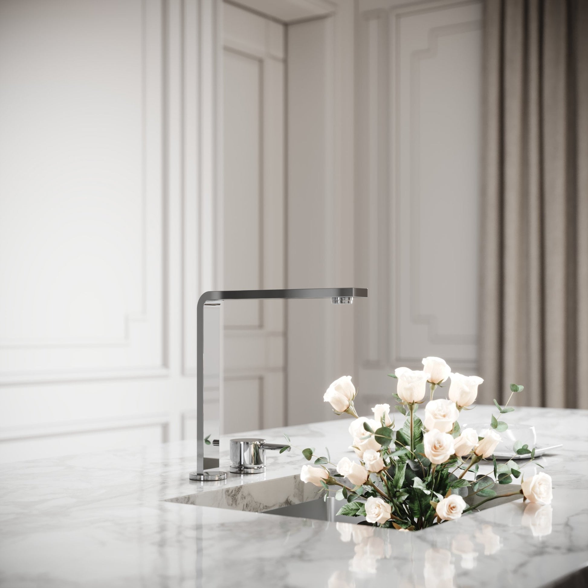 Vuito Modern Square Kitchen Tap Chrome