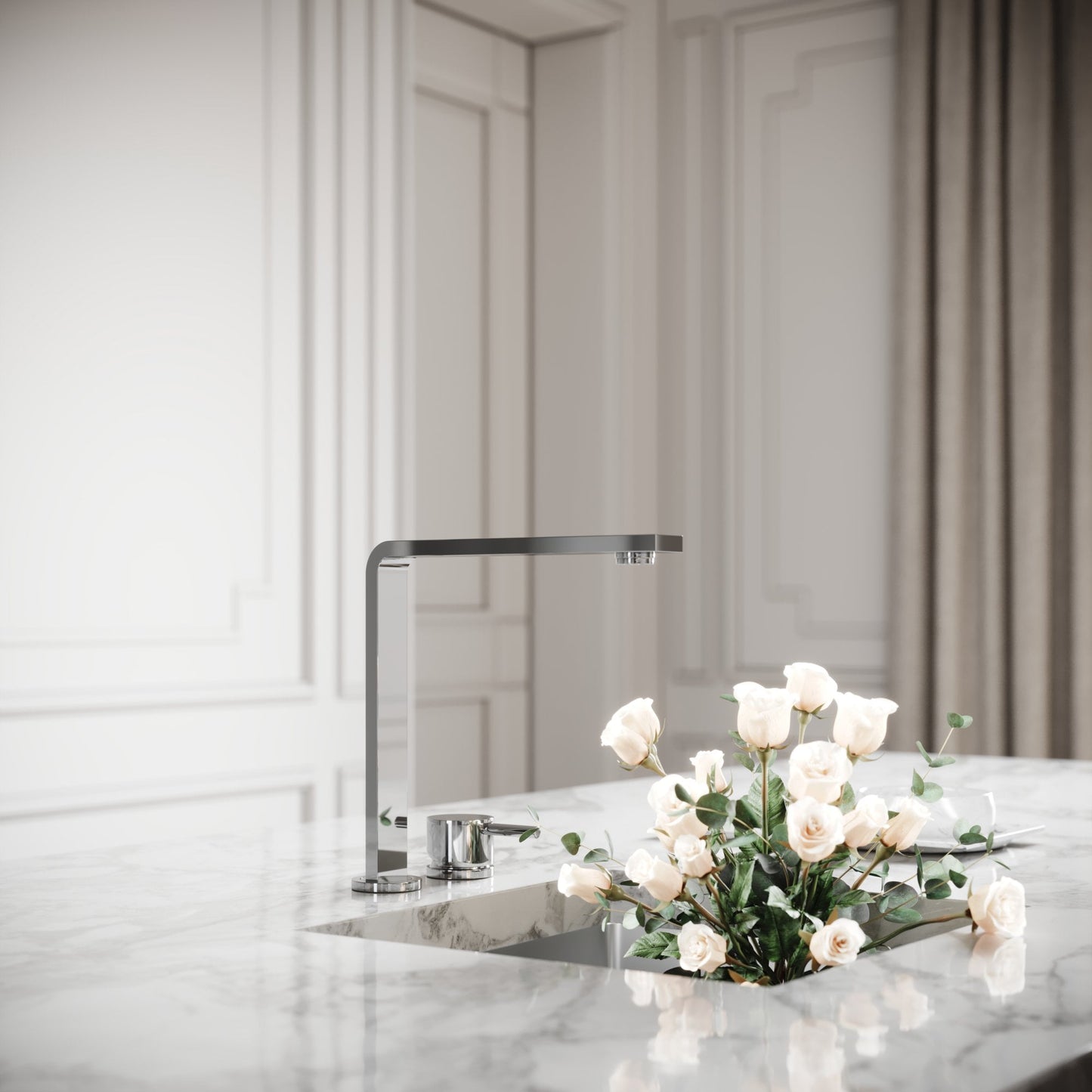 Vuito Modern Square Kitchen Tap Chrome