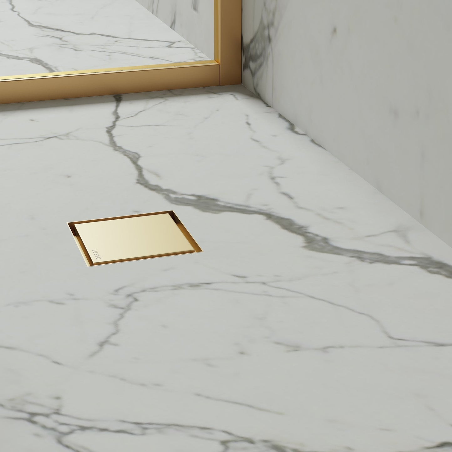 Wet Room Walk in Shower Tray Kit - Centre Drain + Tanking Kit + Brushed Gold Waste Kit (ALL SIZES)
