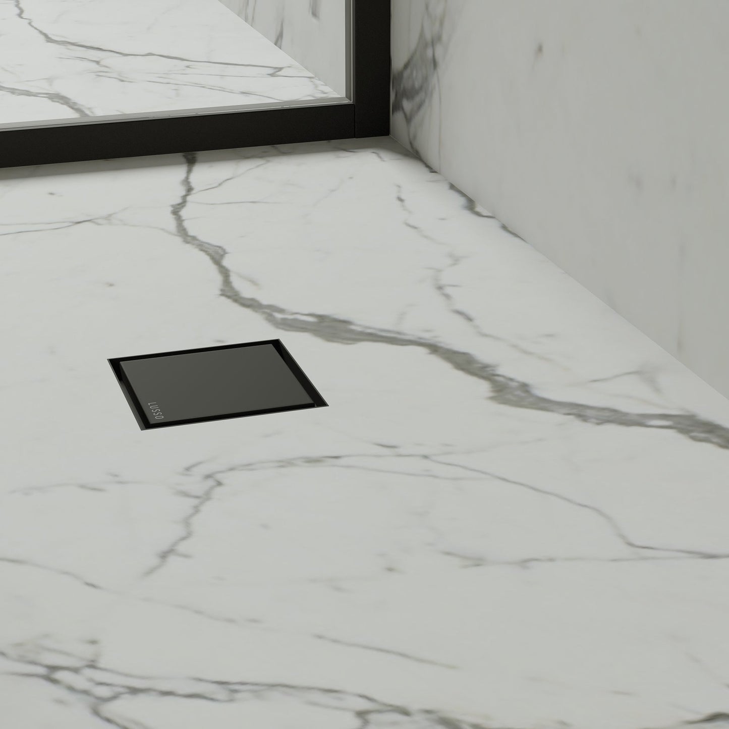 Wet Room Walk in Shower Tray Kit - Centre Drain + Tanking Kit + Matte Black Waste Kit (ALL SIZES)