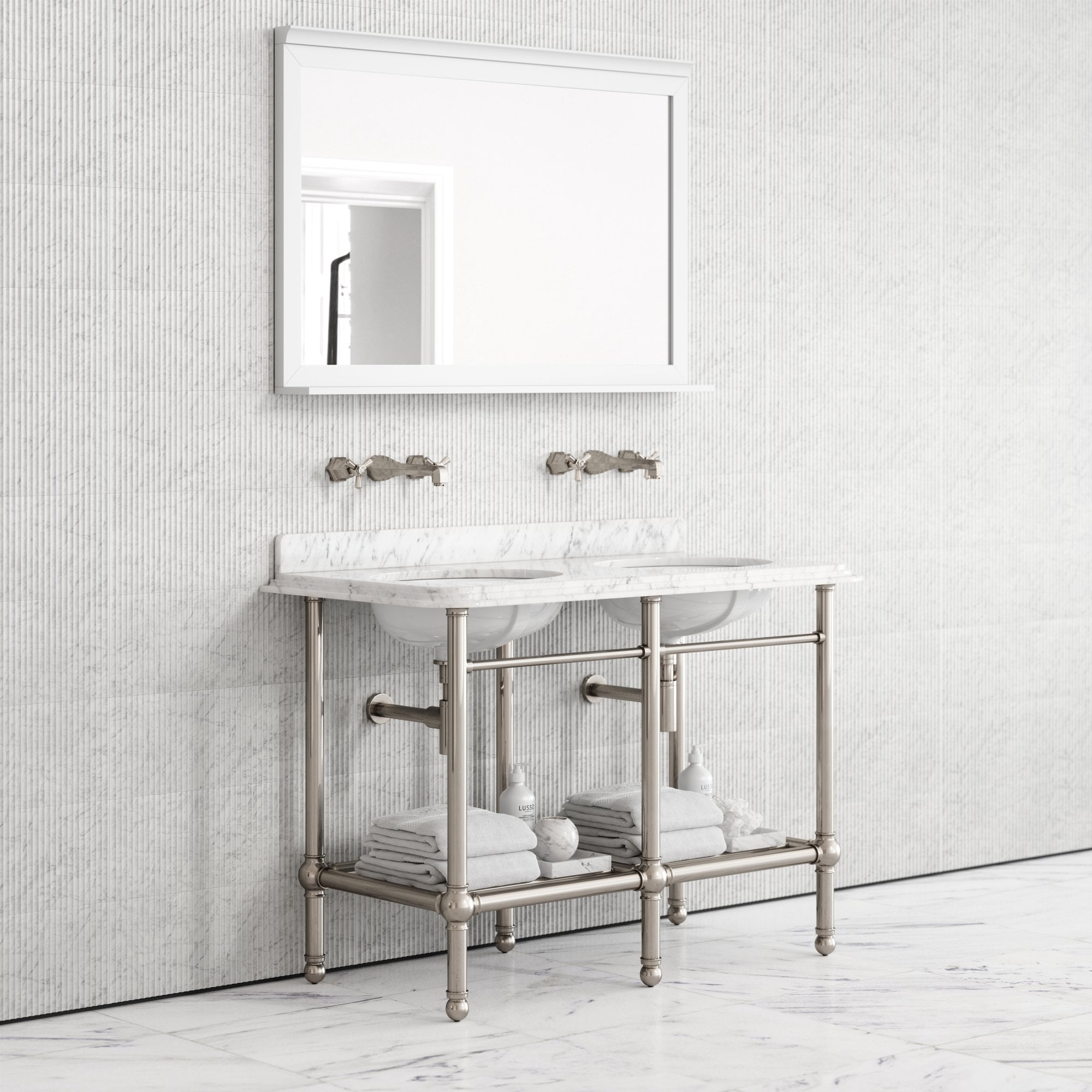Belmont Polished Nickel Vanity Unit Carrara Marble 1200 mm LUSSO