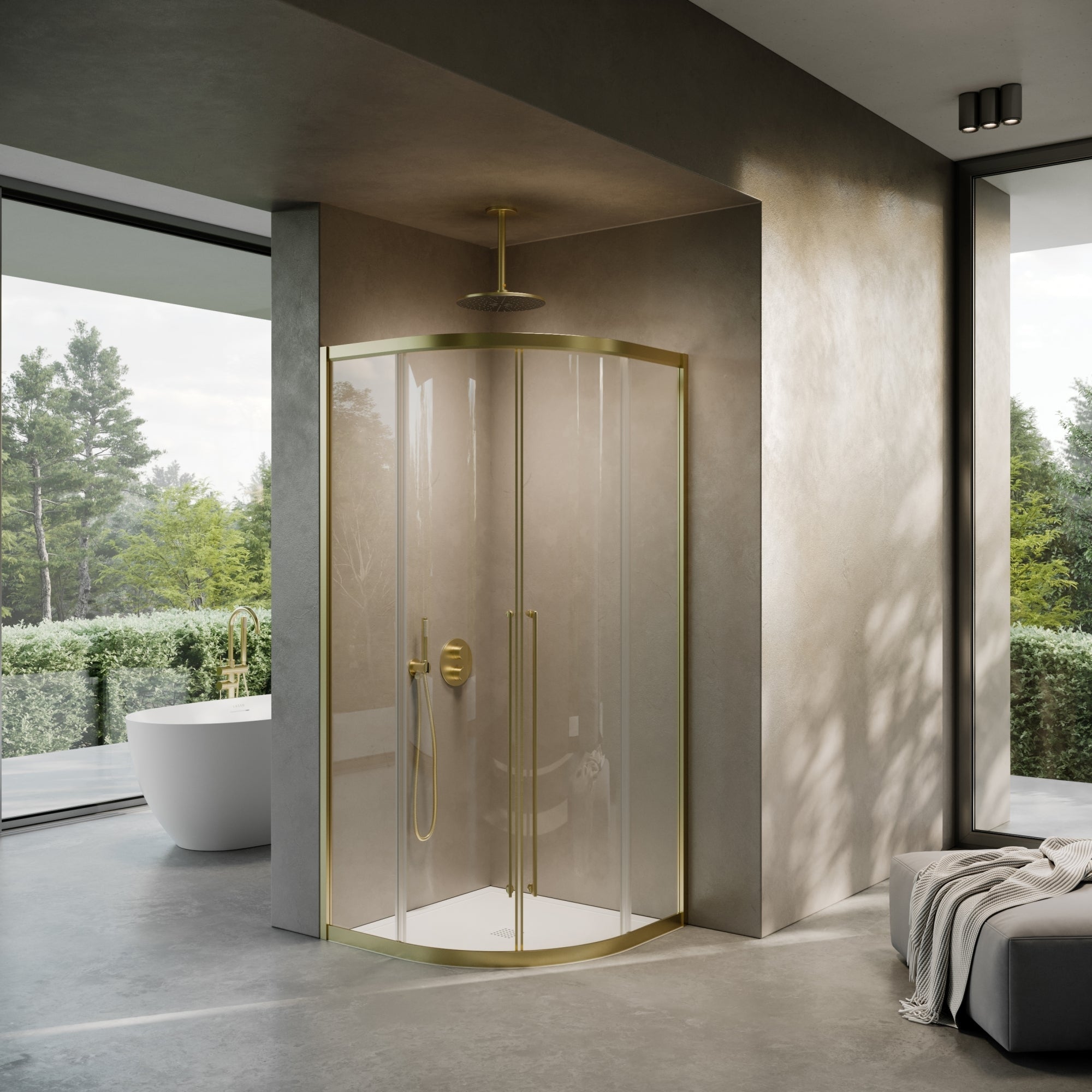 Cloud Quadrant Brushed Gold Shower Enclosure LUSSO