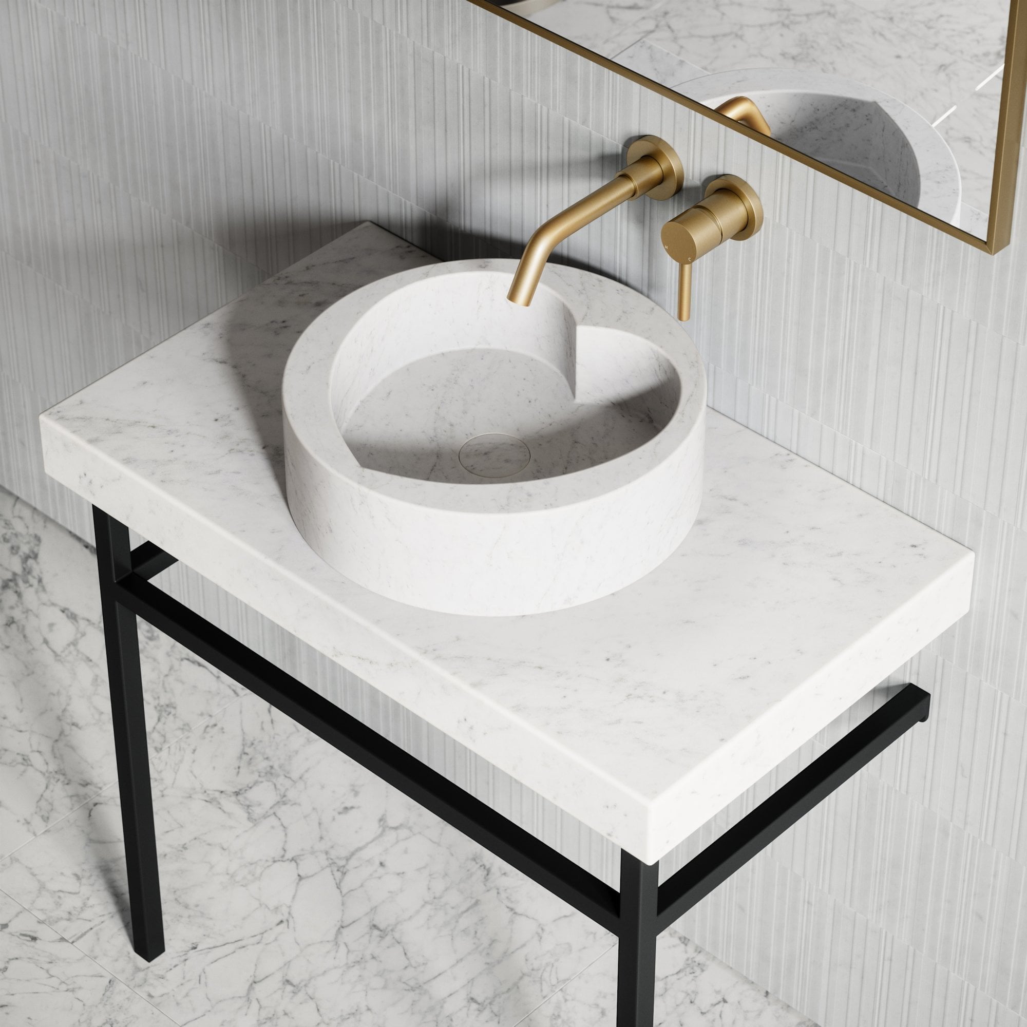Carrara Marble Heart Countertop Basin 400 mm LUSSO