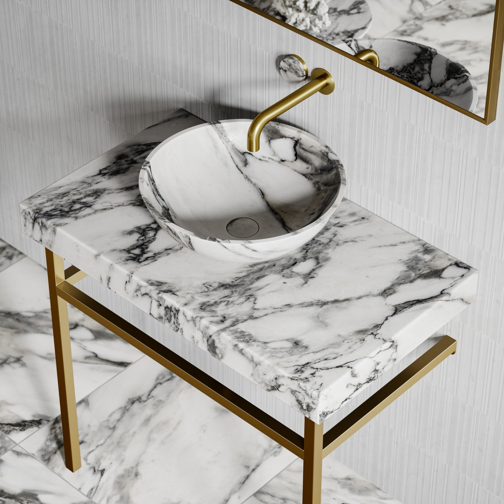 Arabescato Marble Italia Countertop Basin 400 mm LUSSO