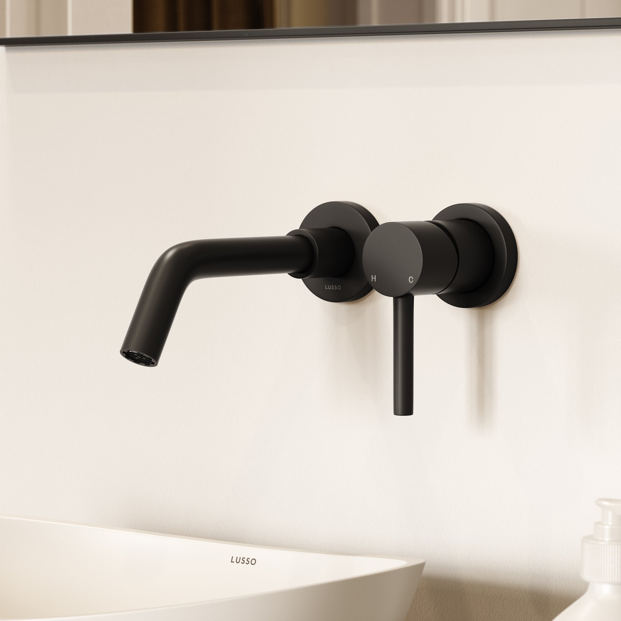 Luxe Matte Black Wall Mounted Basin Mixer Tap V1 - LUSSO