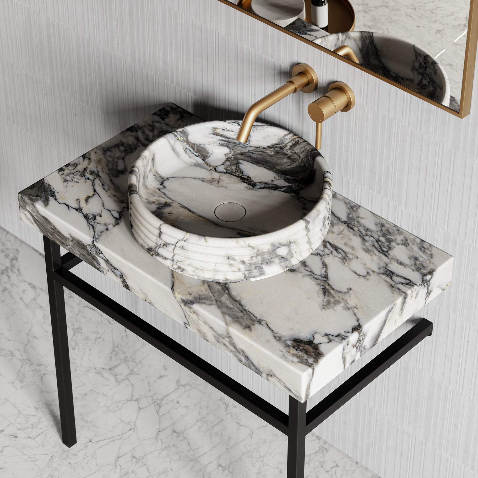 Perlato Arabescato Marble Countertop Basin 400 mm LUSSO
