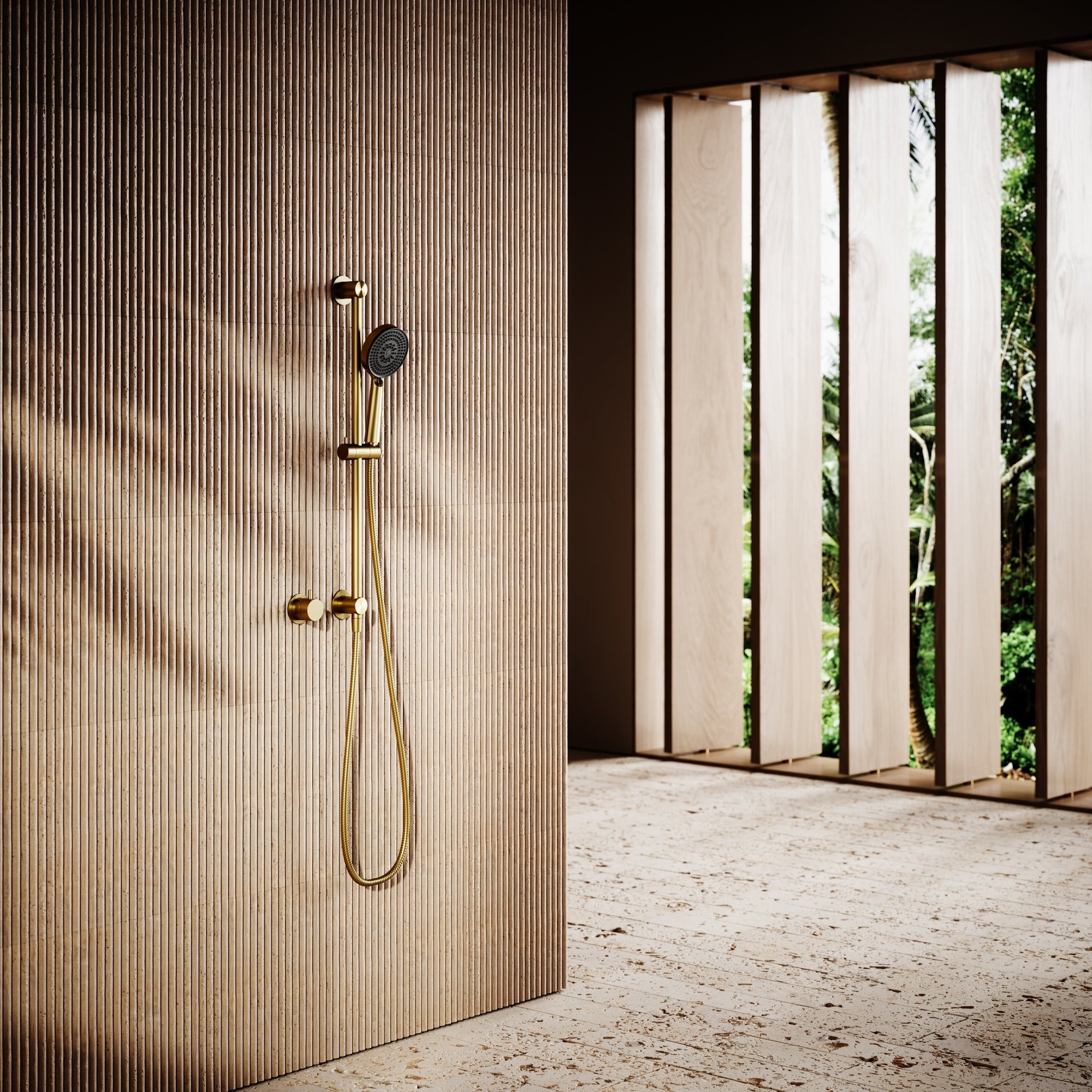 Revive Brushed Gold Shower Riser Kit with Valve LUSSO