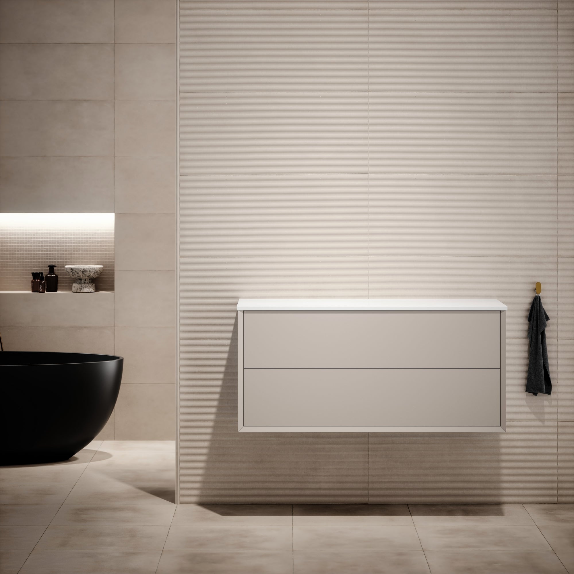 Volini Matte Cappuccino Vanity Unit with Stone Countertop 1200mm LUSSO