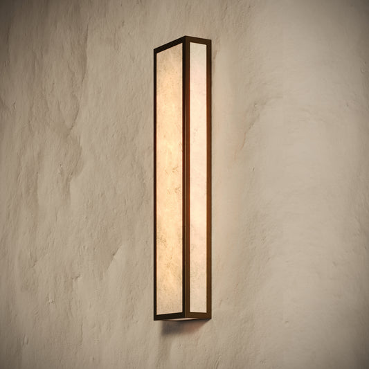 Luceva Alabaster IP44 LED Wall Sconce Light Burnished Brass 450mm