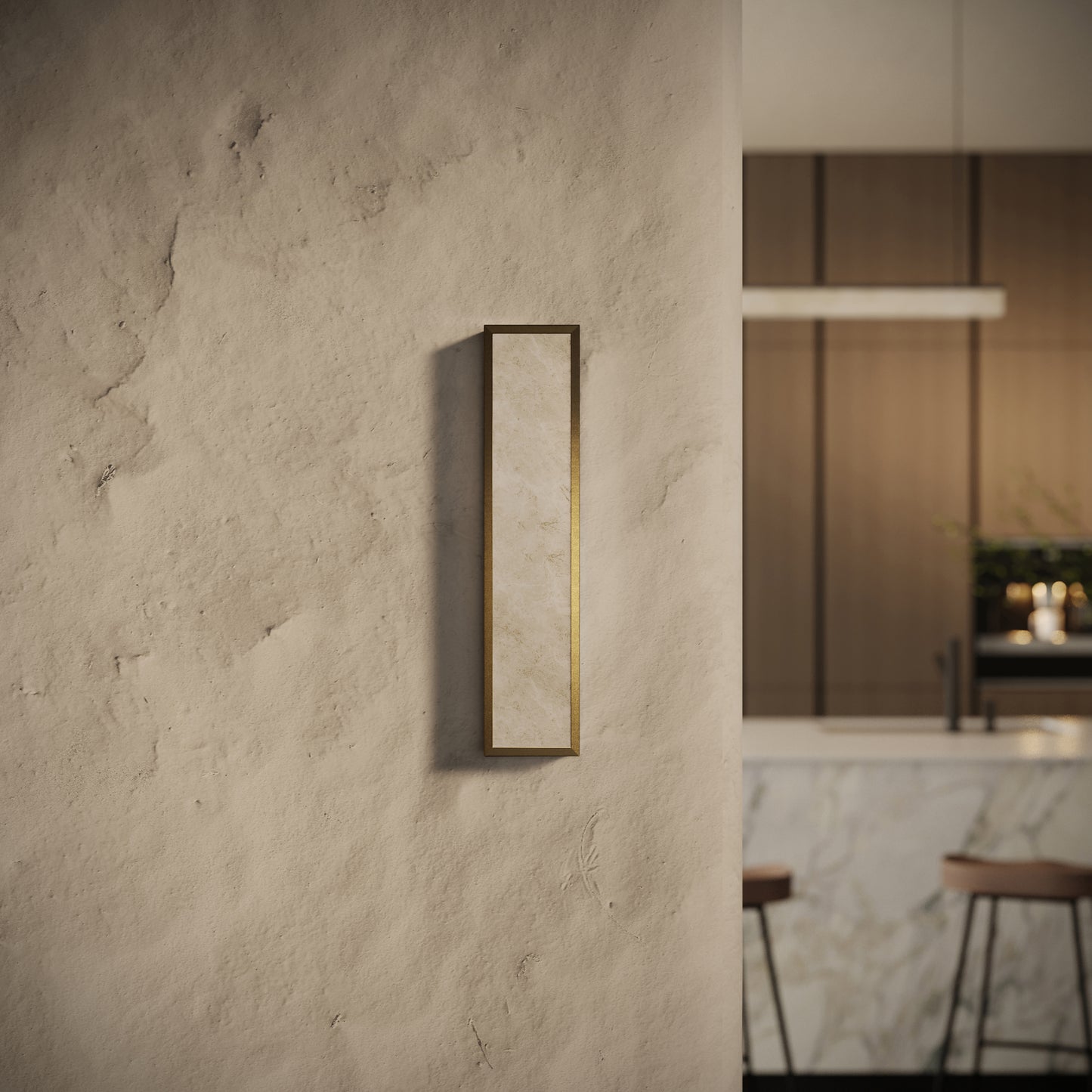 Luceva Alabaster LED Wall Sconce Light Burnished Brass 450mm