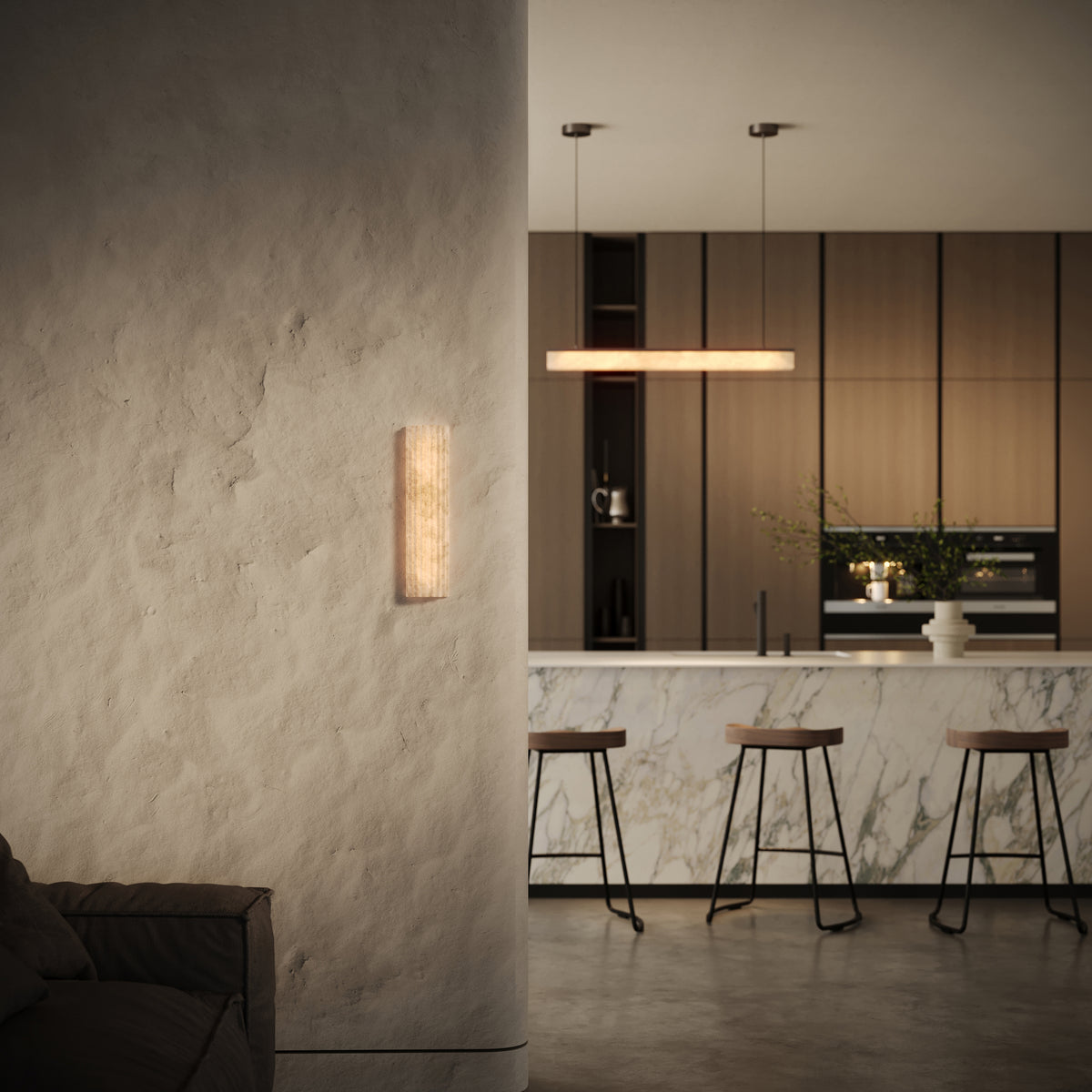 Lumera Alabaster IP44 LED Fluted Wall Light 400mm - LUSSO