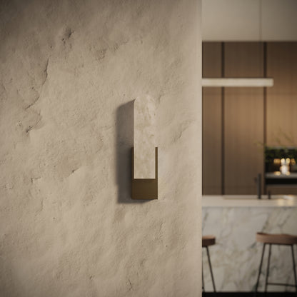 Lustro Alabaster LED Wall Sconce Light Burnished Brass 400mm