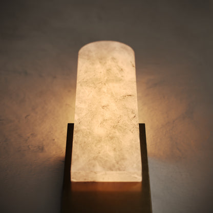 Lustro Alabaster LED Wall Sconce Light Burnished Brass 400mm
