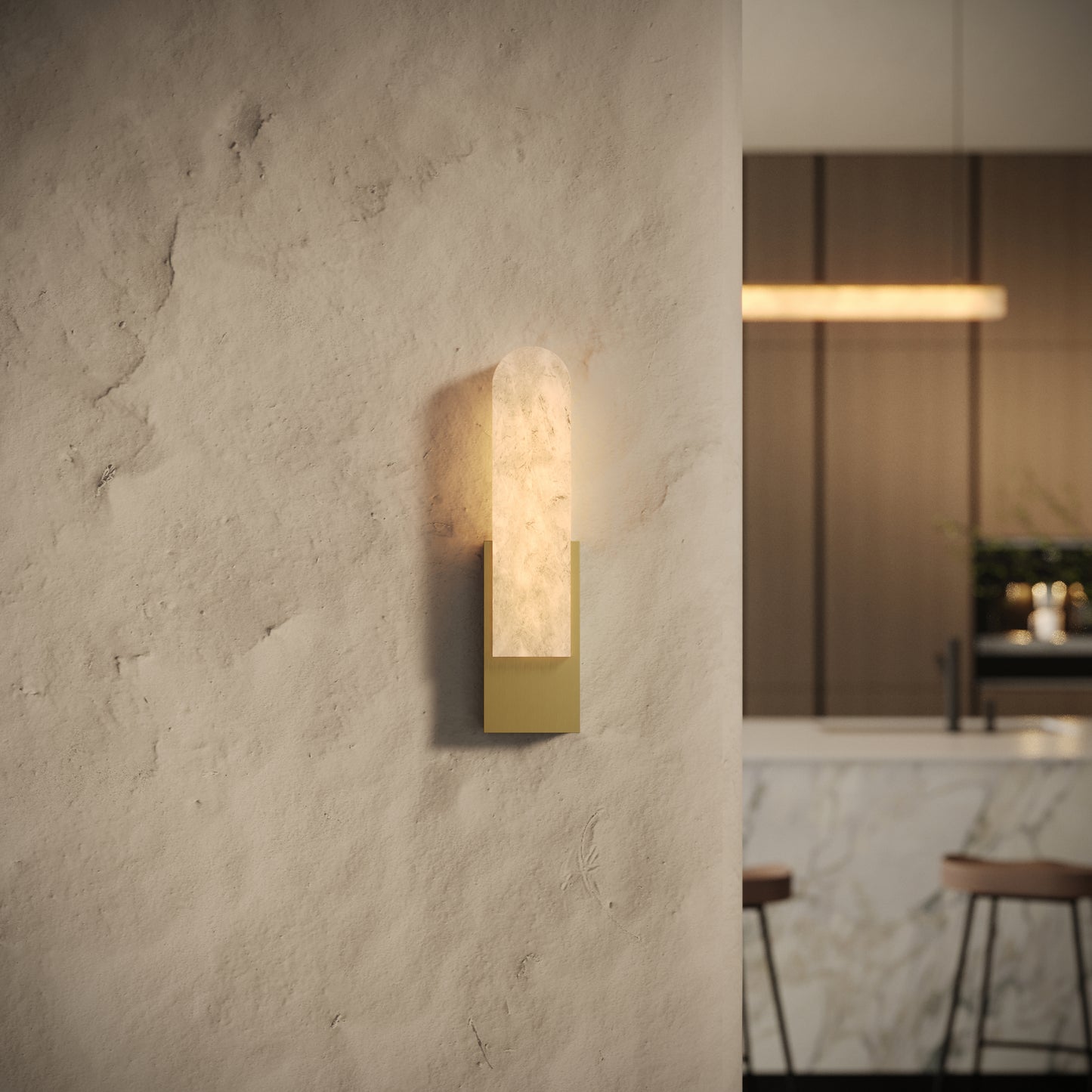 Lustro Alabaster LED Wall Sconce Light Brushed Gold 400mm