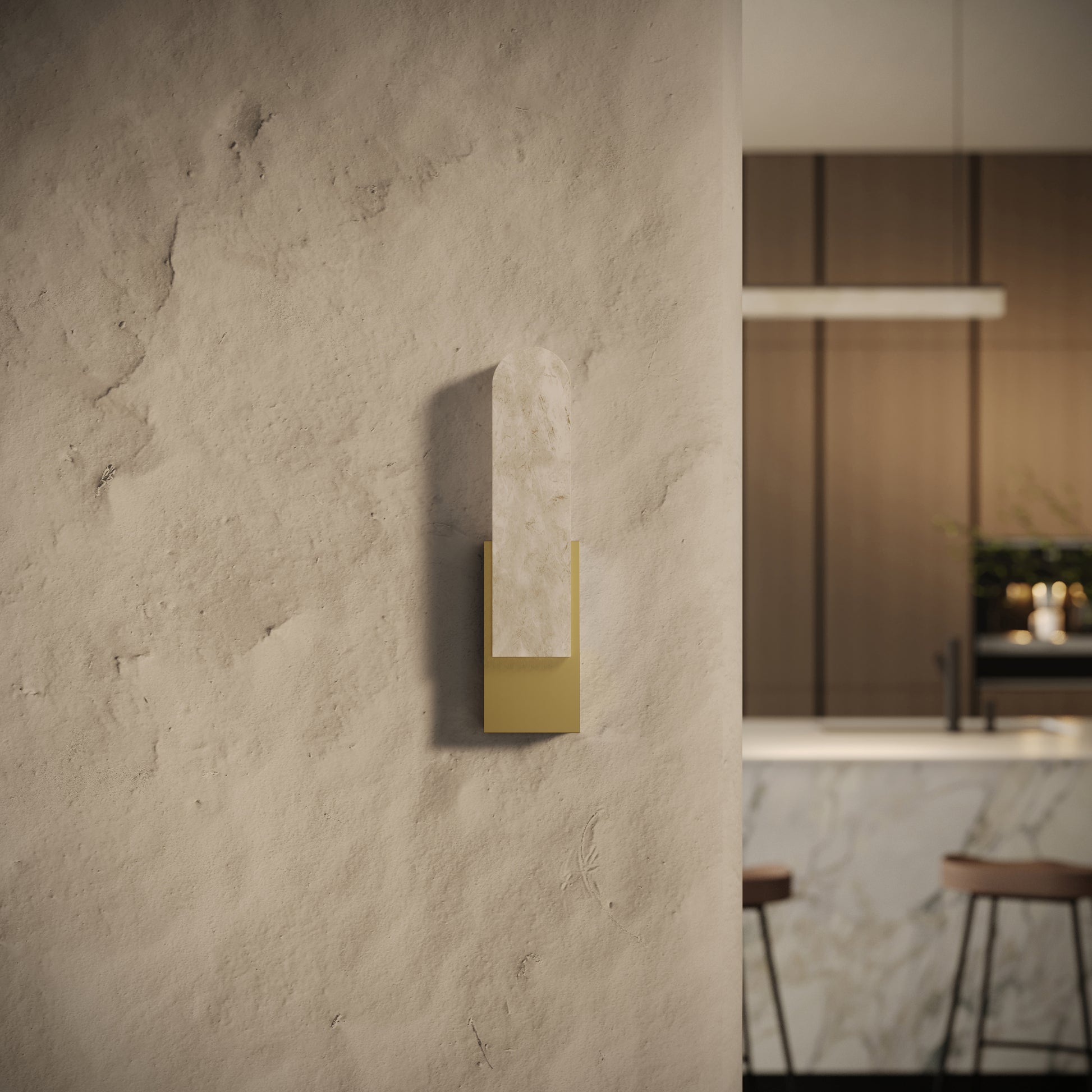 Lustro Alabaster LED Wall Sconce Light Brushed Gold 400mm