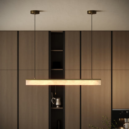 Lucente Alabaster LED Pendant Light Burnished Brass 1000mm