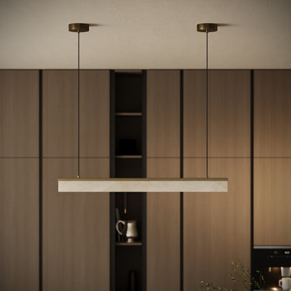 Lucente Alabaster LED Pendant Light Burnished Brass 1000mm