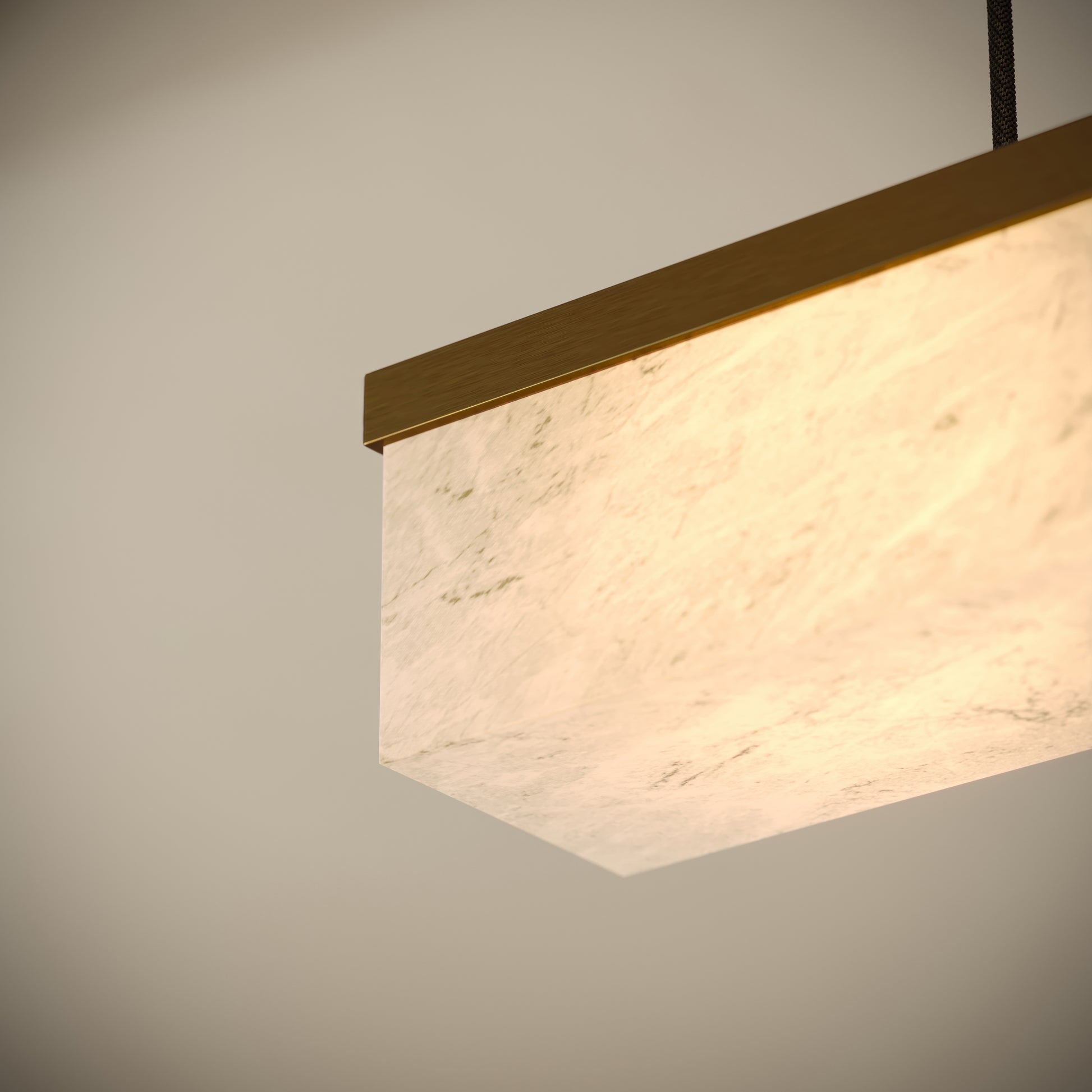 Lucente Alabaster LED Pendant Light Burnished Brass 1000mm