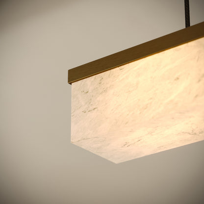 Lucente Alabaster LED Pendant Light Burnished Brass 1000mm