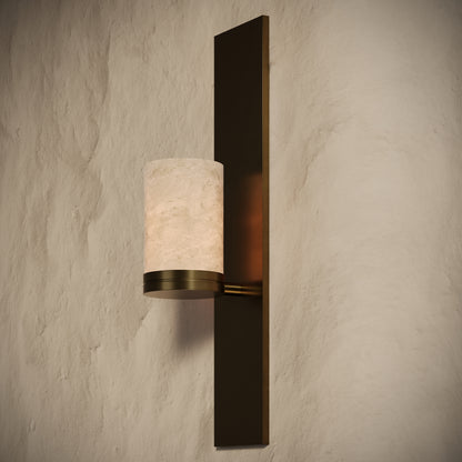 Perluna Alabaster IP44 LED Wall Sconce Light Burnished Brass 550mm