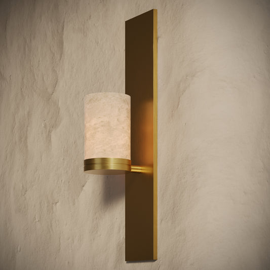 Perluna Alabaster IP44 LED Wall Sconce Light Brushed Gold 550mm