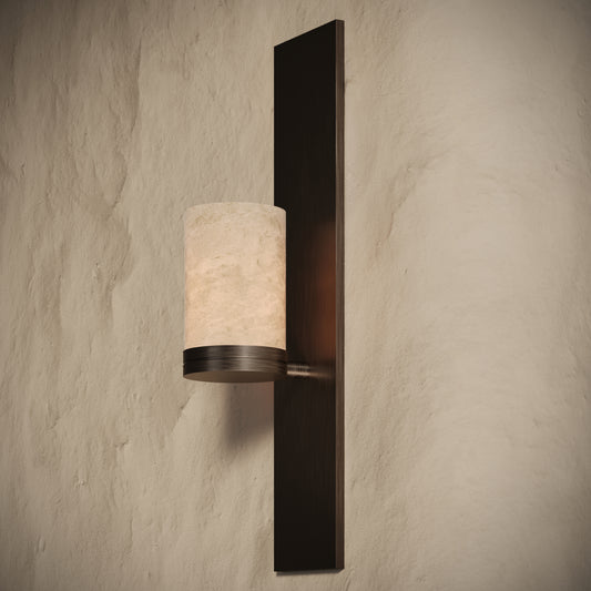 Perluna Alabaster IP44 LED Wall Sconce Light Deep Bronze 550mm
