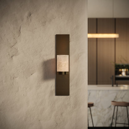 Perluna Alabaster LED Wall Sconce Light Burnished Brass 550mm