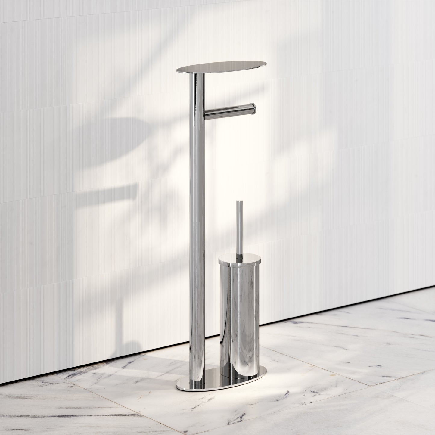 Porta Chrome Floorstanding Toilet Brush and Roll Holder