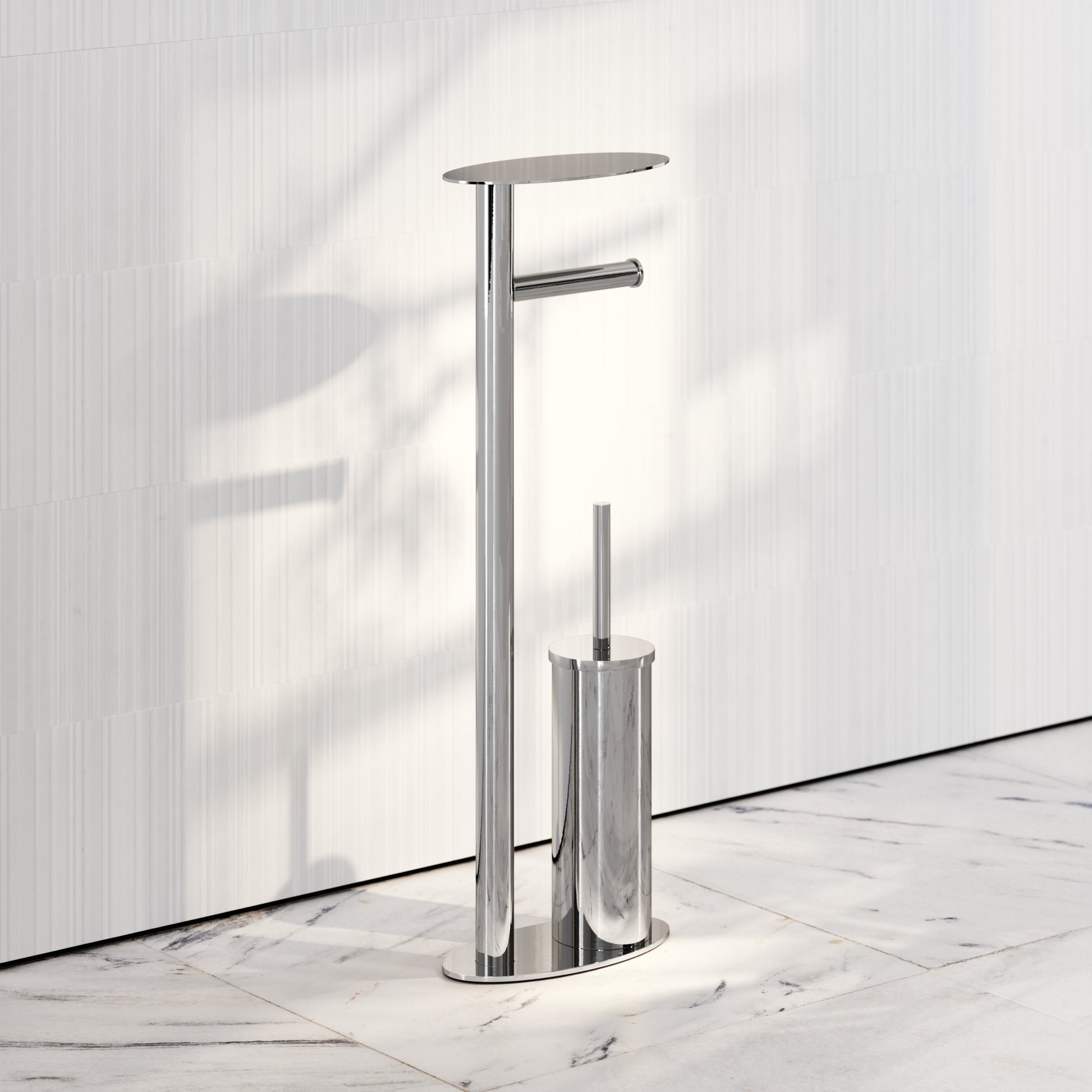 Porta Chrome Floorstanding Toilet Brush and Roll Holder