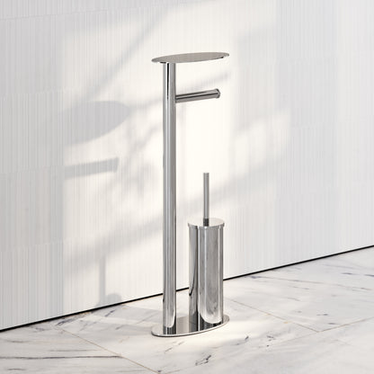 Porta Chrome Floorstanding Toilet Brush and Roll Holder