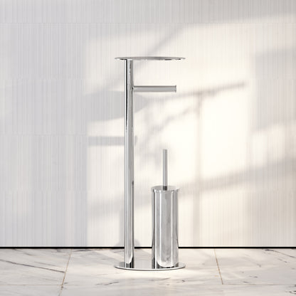 Porta Chrome Floorstanding Toilet Brush and Roll Holder