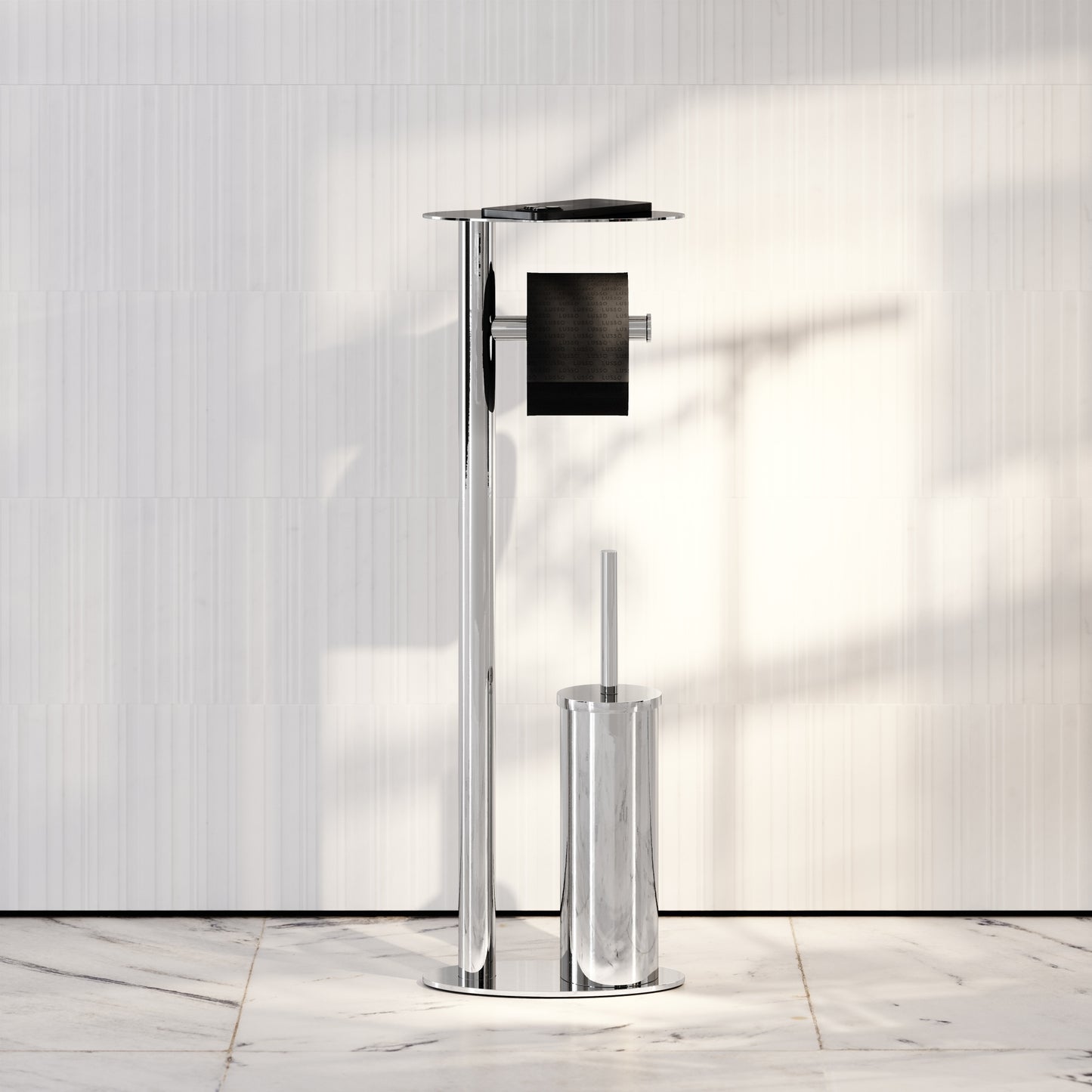Porta Chrome Floorstanding Toilet Brush and Roll Holder