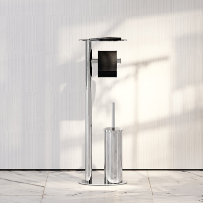 Porta Chrome Floorstanding Toilet Brush and Roll Holder