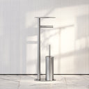 Porta Brushed Stainless Floorstanding Toilet Brush and Roll Holder