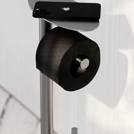 Porta Brushed Stainless Floorstanding Toilet Brush and Roll Holder