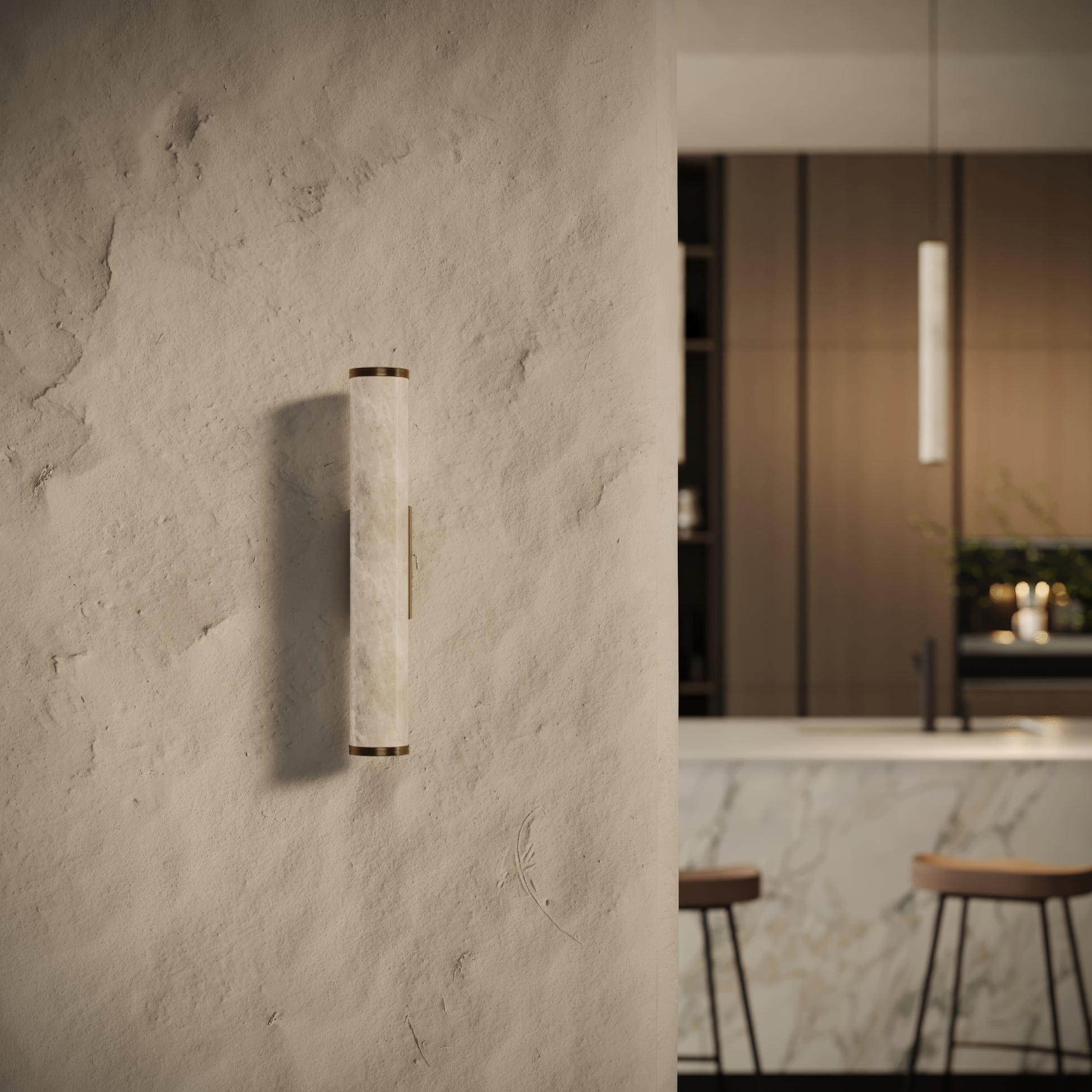 Alabastro Alabaster LED Wall Sconce Light with Burnished Brass Fittings 400mm